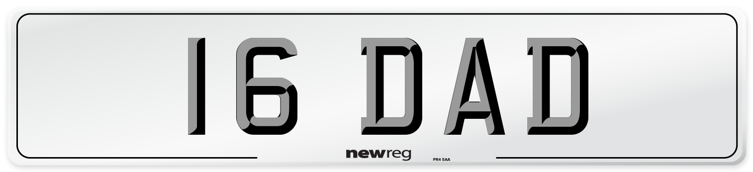 16 DAD Number Plate from New Reg